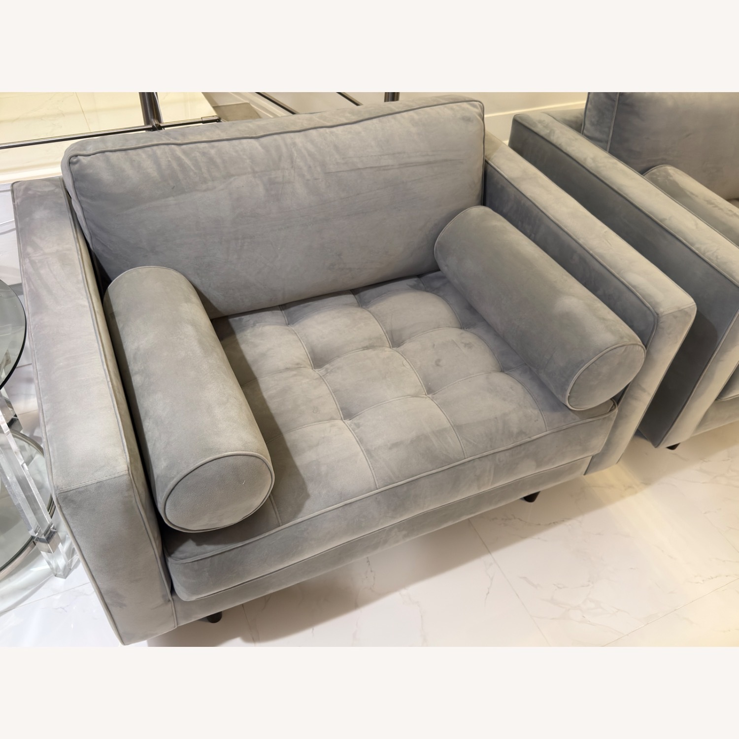 Light Gray Fabric Accent Chairs - Set of 2 - image-2