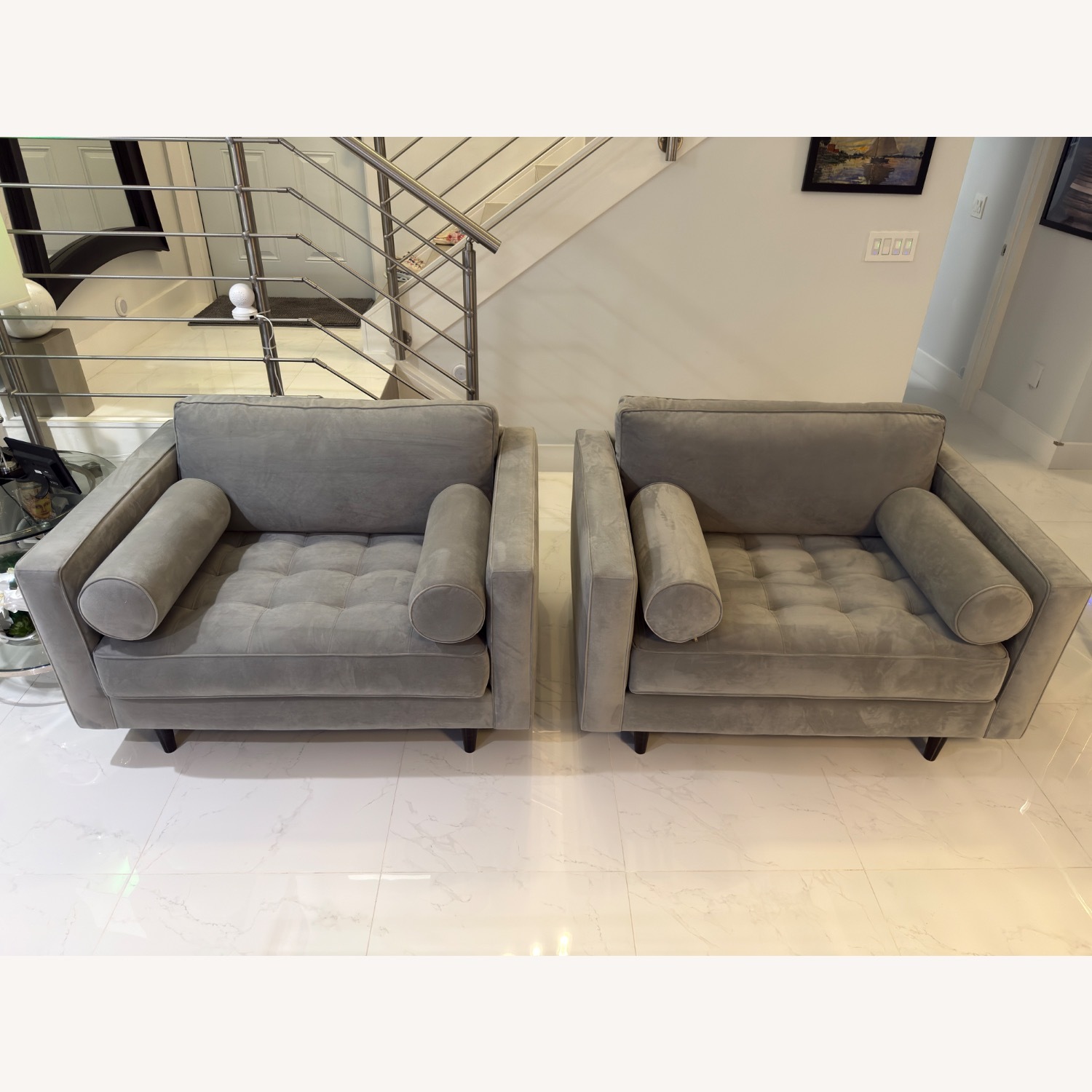 Light Gray Fabric Accent Chairs - Set of 2 - image-4