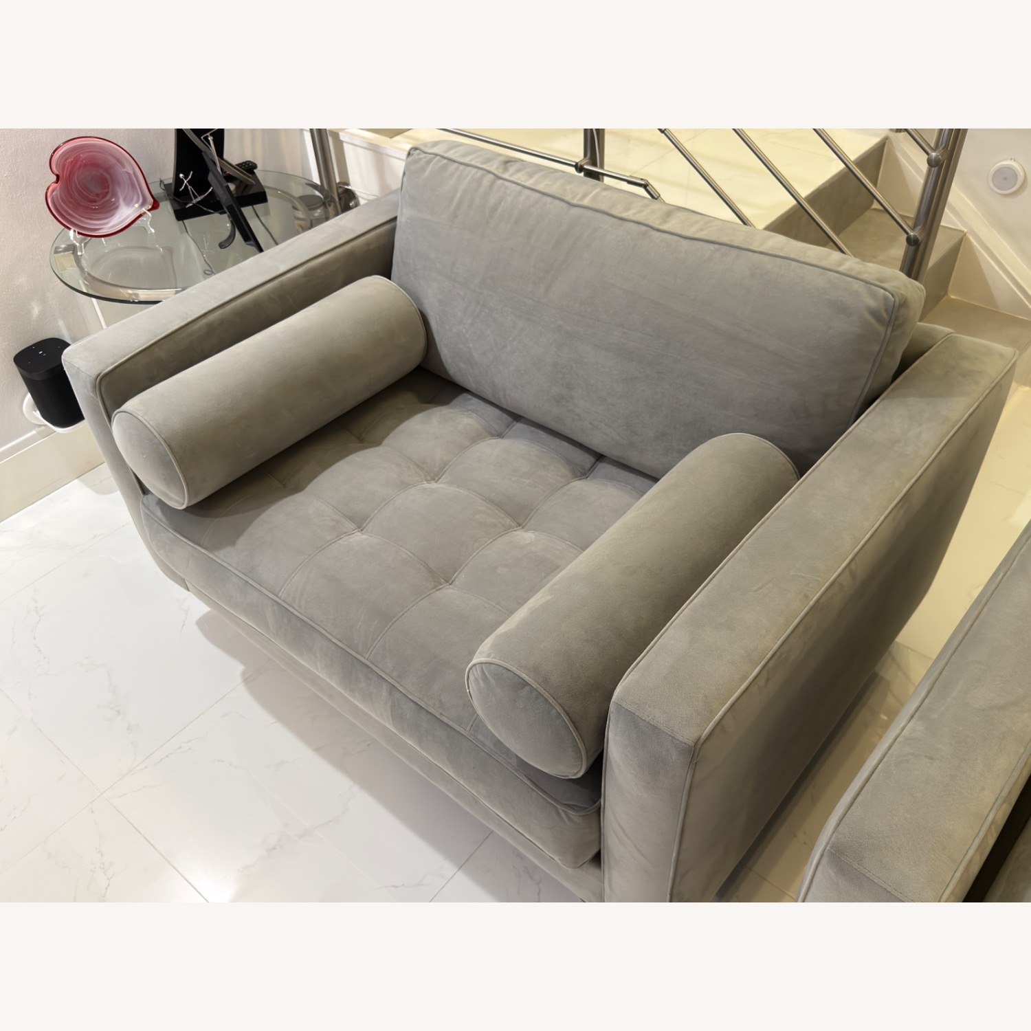 Light Gray Fabric Accent Chairs - Set of 2 - image-3