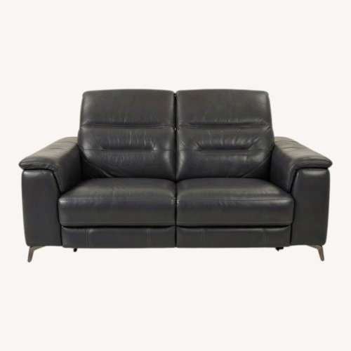Used Dark Gray Leather 2 Seater Sofa for sale on AptDeco