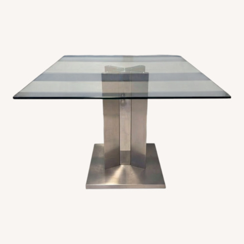 Used White Glass Dining Table for sale on AptDeco
