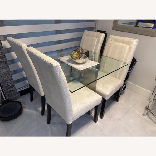 Used White Glass Dining Table for sale on AptDeco