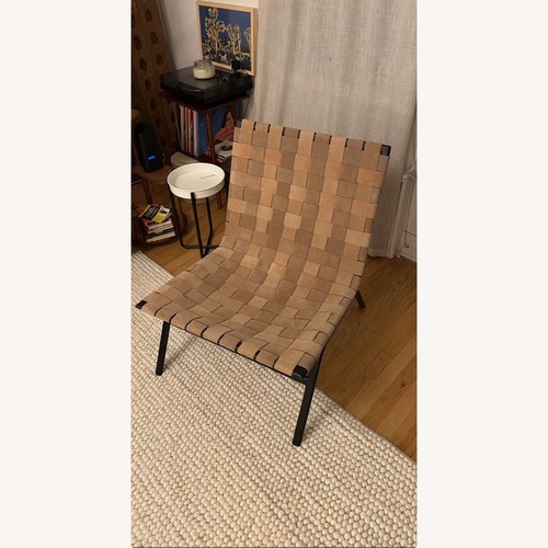 Used Pottery Barn Shay Woven Leather Accent Chair for sale on AptDeco