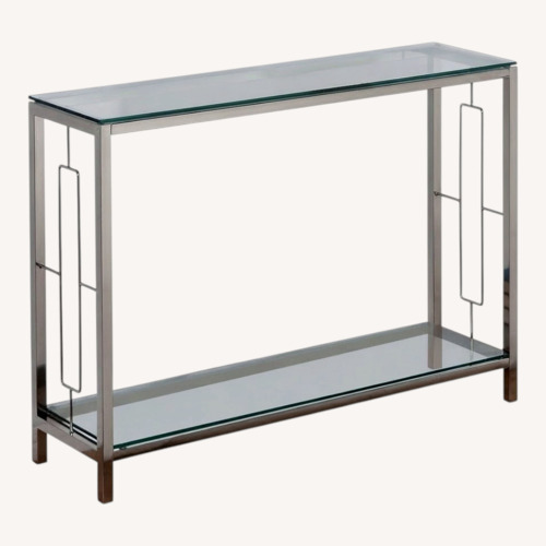 Used Glass Top Console Table with Shelf - 42.25" - Chrome and Clear for sale on AptDeco