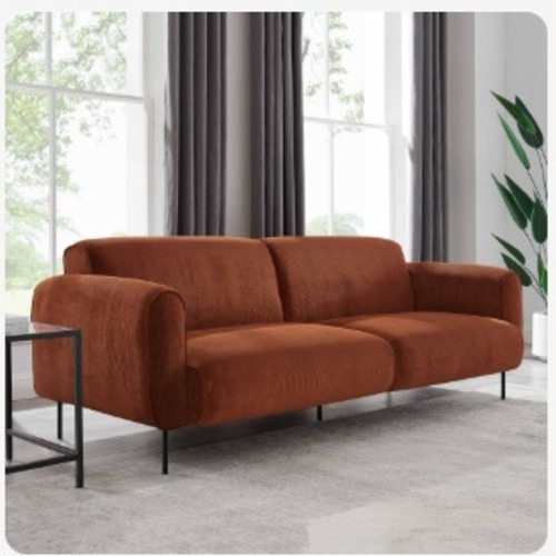 Used Modern Corduroy 3 Seater Sofa with Round Armrest for sale on AptDeco