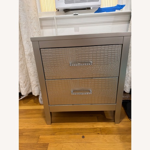 Used Signature Design Olivet Silver Wood Nightstands for sale on AptDeco