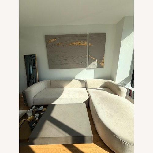 Used Amazon Natural Velvet 3+ Piece Sectional for sale on AptDeco