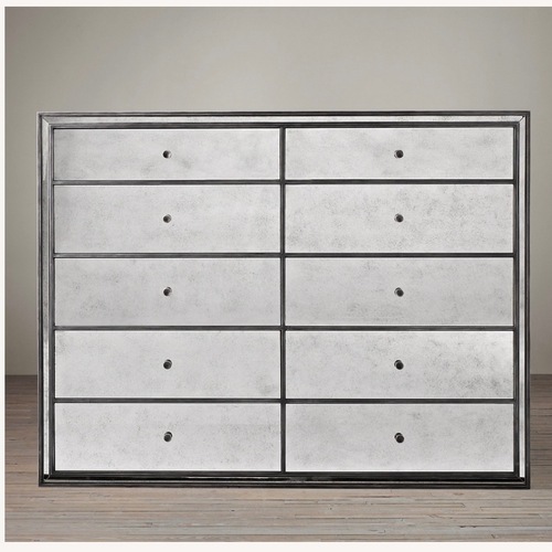 Used Restoration Hardware Strand Mirrored 10-Drawer Dresser for sale on AptDeco