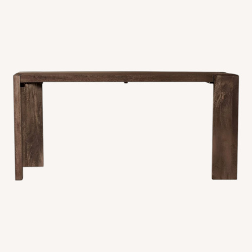 Used CB2 Blox 63” Wood Dining Table + Bench for sale on AptDeco