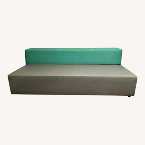 Used Modern Two-Tone Green and Grey Armless Bench for sale on AptDeco