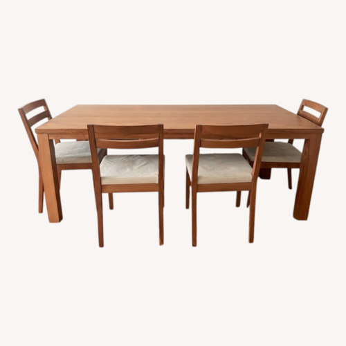 Used De Le Espada Solid Wood Dining Table + Chairs  for sale on AptDeco