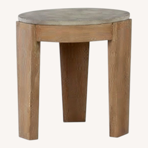 Used Raymour & Flanigan Guystone Natural Wood Side End Table for sale on AptDeco