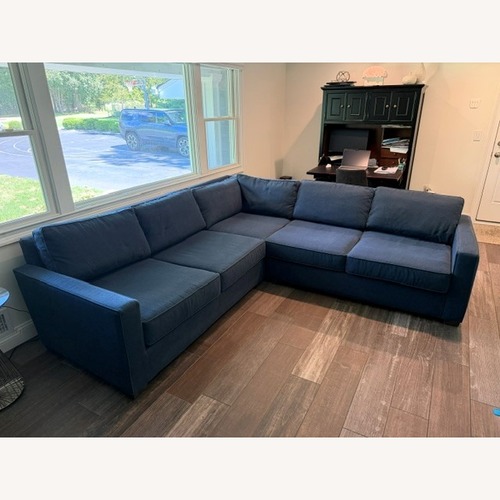 Used Ethan Allen Spencer Blue Fabric 3+ Piece Sectional for sale on AptDeco