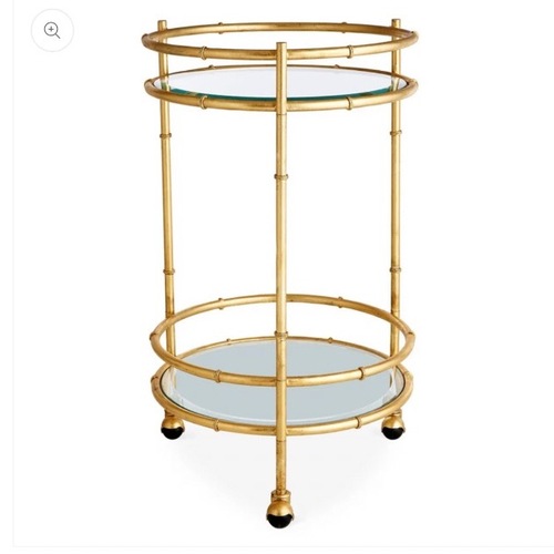 Used Dessau Home Round Gold Metal Bar Cart for sale on AptDeco