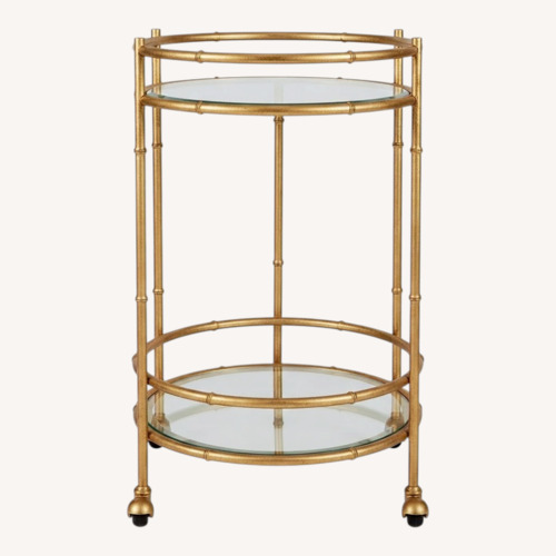 Used Dessau Home Round Gold Metal Bar Cart for sale on AptDeco