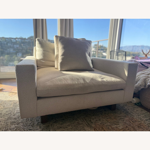 Used West Elm White Fabric Chair and a Half for sale on AptDeco