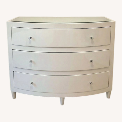 Used White Lacquer Dresser with Glass Top for sale on AptDeco