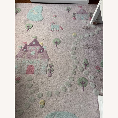 Used Pottery Barn Kids Unicorn Castle Performance Play Rug 5' x 8' for sale on AptDeco
