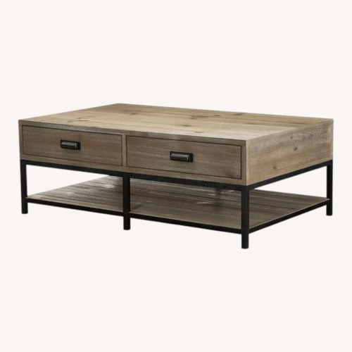 Used Wood and Metal Coffee Table with Drawers for sale on AptDeco