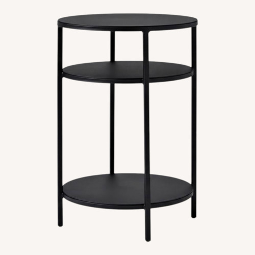 Used Room & Board Slim Round End Table with Shelves for sale on AptDeco
