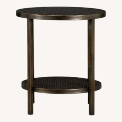 Used Crate & Barrel Echelon Round Side Table with Shelf for sale on AptDeco