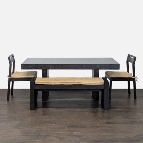Used West Elm Modern Black Dining Set with Bench for sale on AptDeco