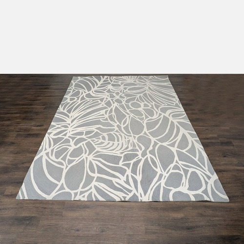 Used West Elm Tapis Modern Gray and White Abstract Area Rug 9' x 12' for sale on AptDeco