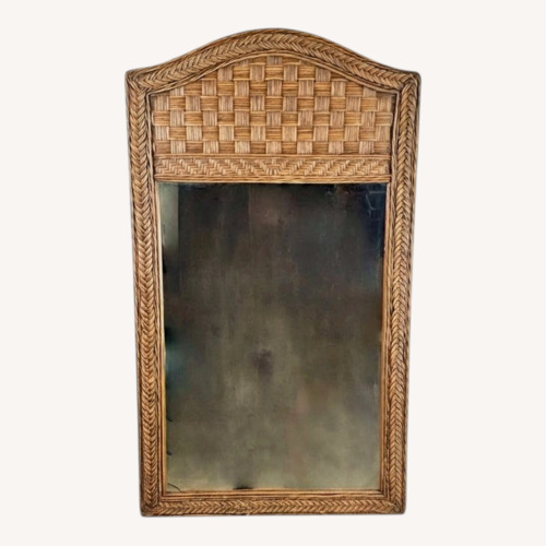 Used Vintage Arched Wicker Wall Mirror for sale on AptDeco