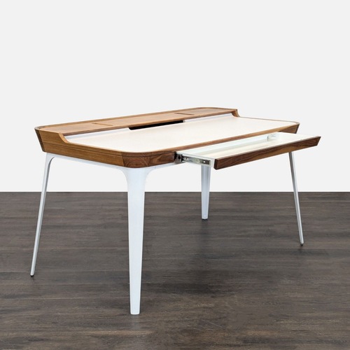 Used Herman Miller Airia Modern Walnut and White Desk for sale on AptDeco