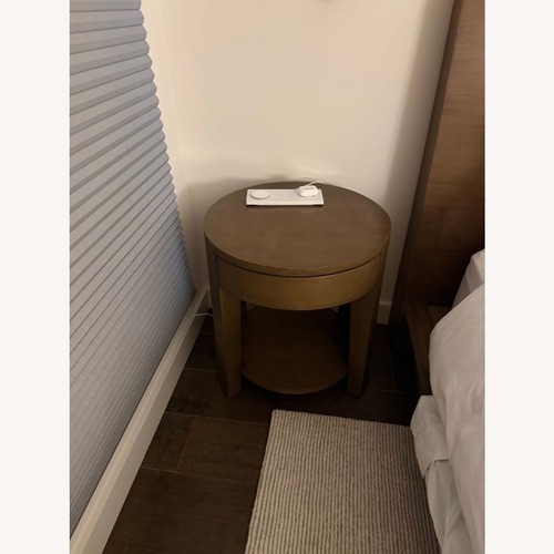 Used Restoration Hardware Wyeth Oak Round Bedside Table for sale on AptDeco