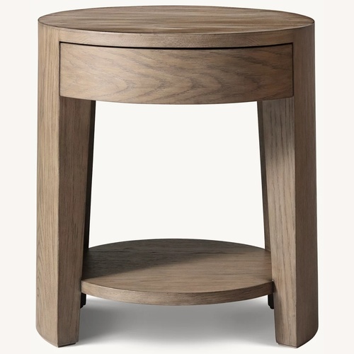 Used Restoration Hardware Wyeth Oak Round Bedside Table for sale on AptDeco