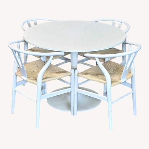 Used IKEA DOCKSTA Round Pedestal Dining Table Set for sale on AptDeco