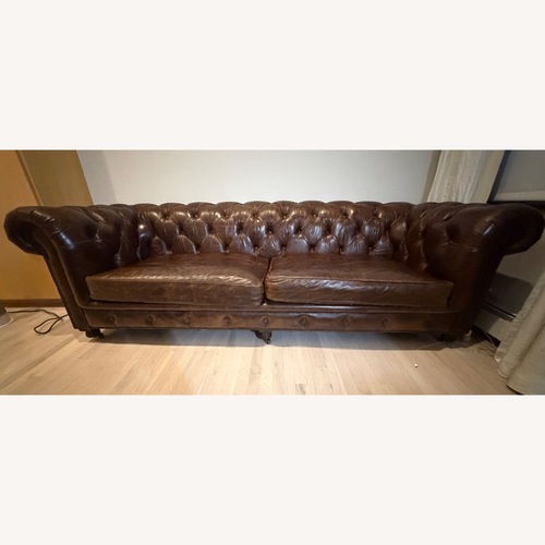 Used Restoration Hardware Kensington Leather Sofa - Cigar 98" for sale on AptDeco