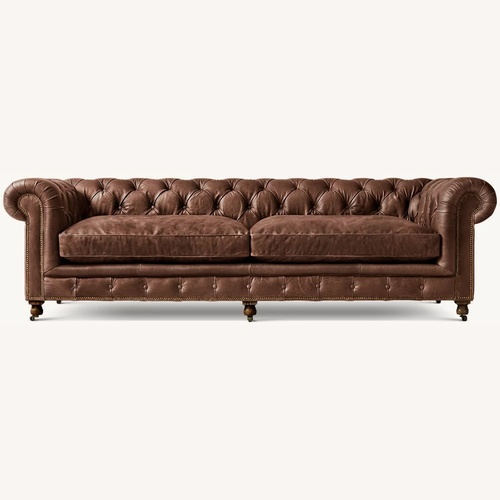 Used Restoration Hardware Kensington Leather Sofa - Cigar 98" for sale on AptDeco