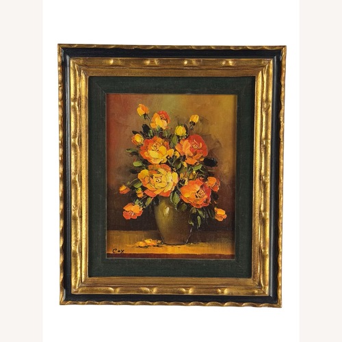 Used Vintage Signed Cox Rose Still Life Painting for sale on AptDeco
