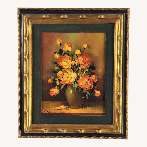 Used Vintage Signed Cox Rose Still Life Painting for sale on AptDeco
