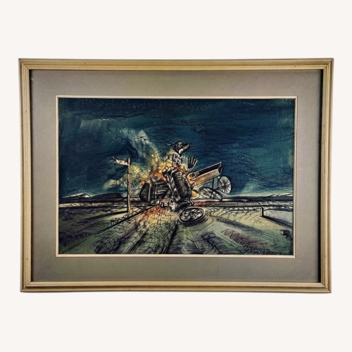 Used Signed Surrealist Carriage Crash Artwork for sale on AptDeco