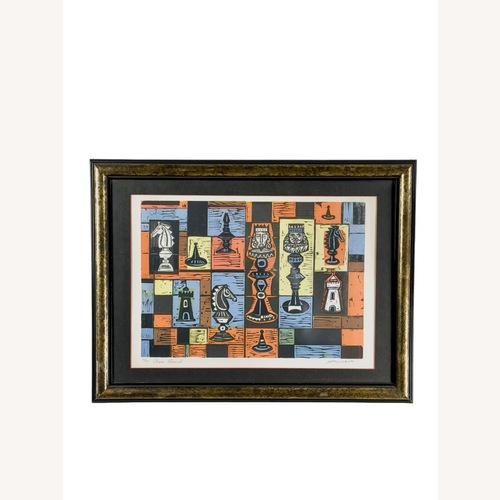 Used Irving Amen Signed “Chess Board” MCM Framed Print for sale on AptDeco