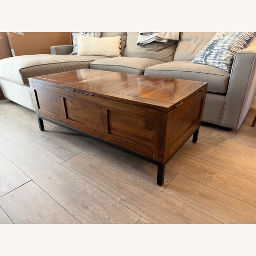 Used Crate & Barrel Wood Coffee Table w Storage for sale on AptDeco