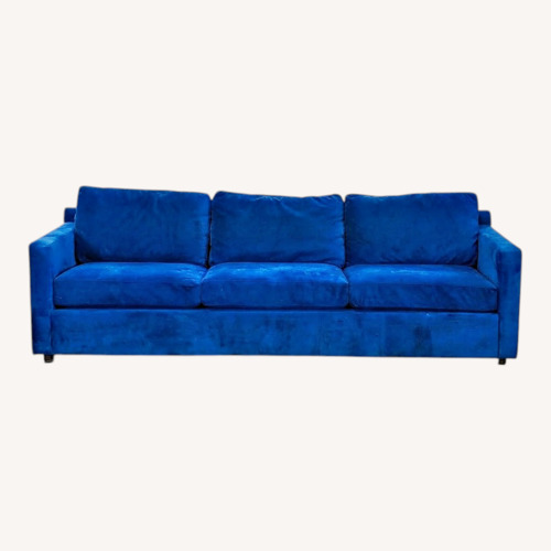 Used Crate & Barrel 3-Seat Blue Velvet Sofa for sale on AptDeco