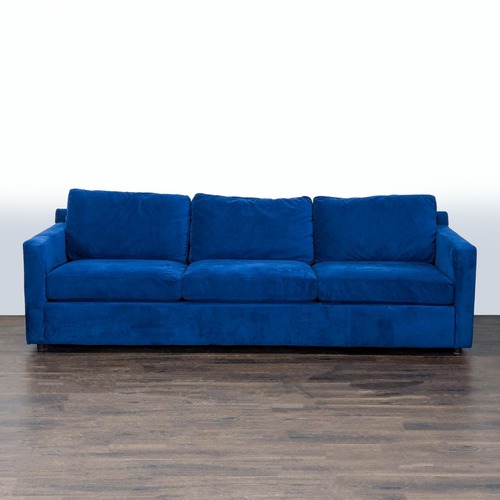 Used Crate & Barrel 3-Seat Blue Velvet Sofa for sale on AptDeco