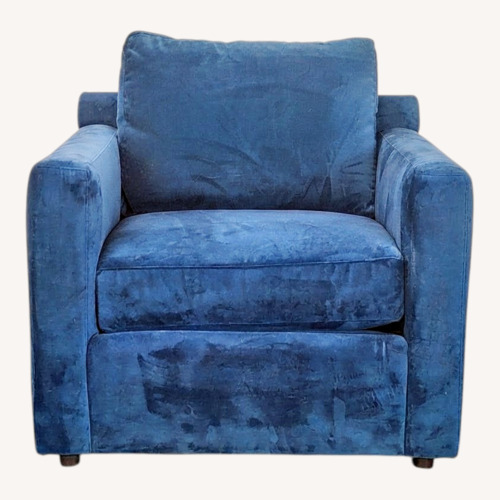 Used Crate & Barrel Blue Velvet Lounge Chair for sale on AptDeco