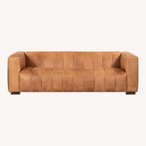 Used Jonathan Adler Light Brown Leather 2 Seater Sofa for sale on AptDeco