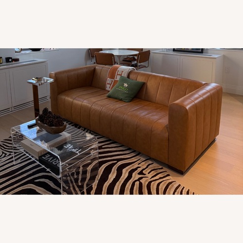 Used Jonathan Adler Light Brown Leather 2 Seater Sofa for sale on AptDeco