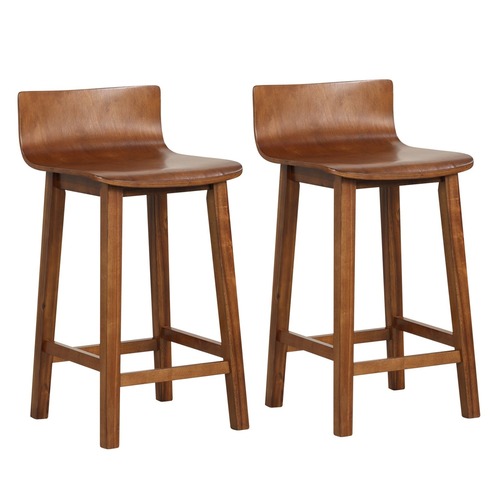 Used New Mid-Century Wood Bar Stools, Set of 2 for sale on AptDeco