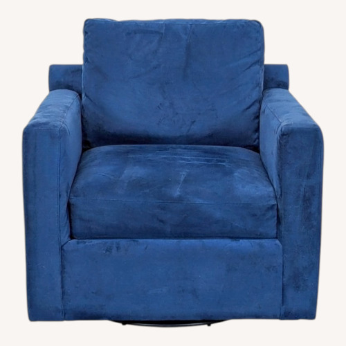 Used Crate & Barrel Blue Velvet Lounge Swivel Chair for sale on AptDeco