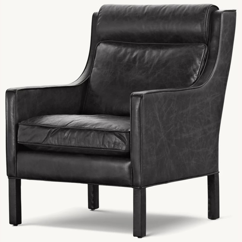 Used Restoration Hardware Madsen Black Leather Armchair for sale on AptDeco
