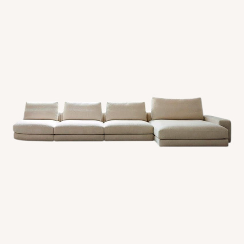 Used Flou Custom L Shape sofa white w leather backing for sale on AptDeco