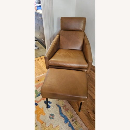Used West Elm Austin Leather Chair & Ottoman Set for sale on AptDeco