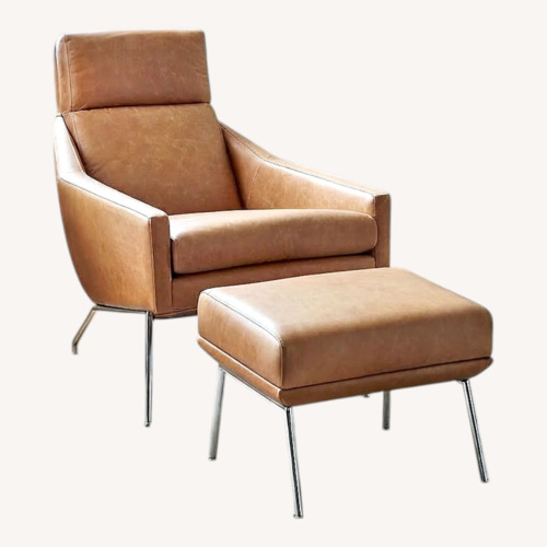 Used West Elm Austin Leather Chair & Ottoman Set for sale on AptDeco